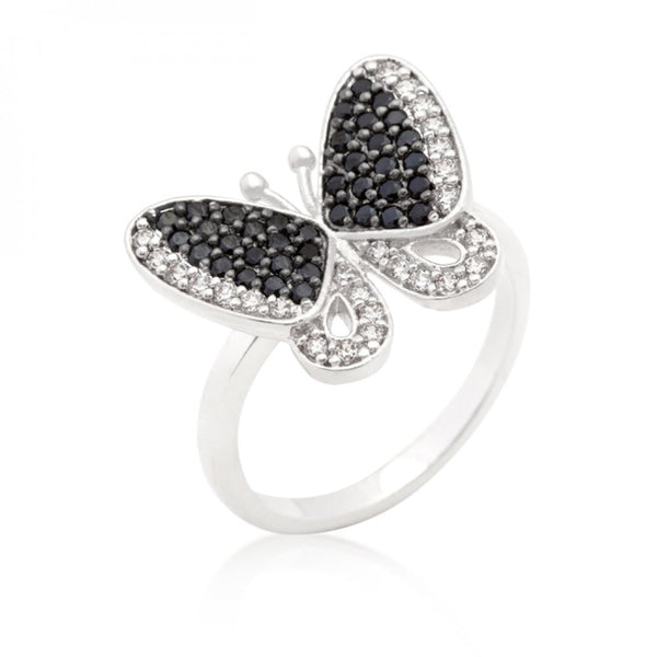 Black And White Cubic Zirconia Butterfly Ring