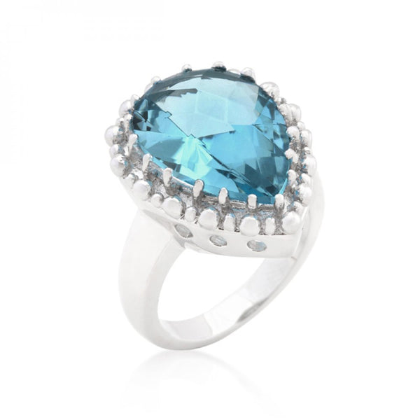 Solitaire Aqua Pear Cut Ring