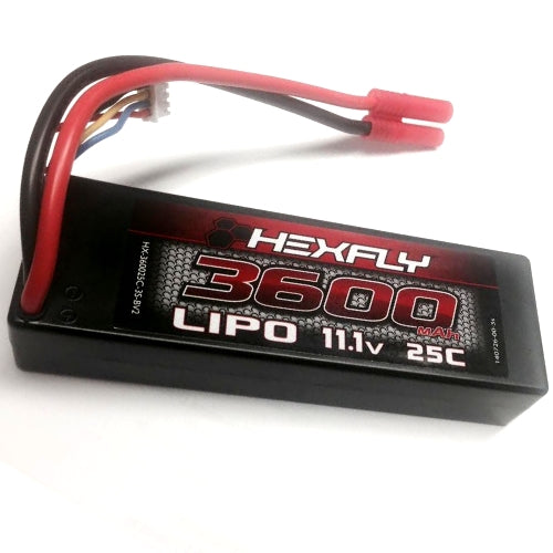 Redcat Racing Hexfly LIPO Battery , 3600mAh 25c 11.1V HX-360025C-3S-BV2